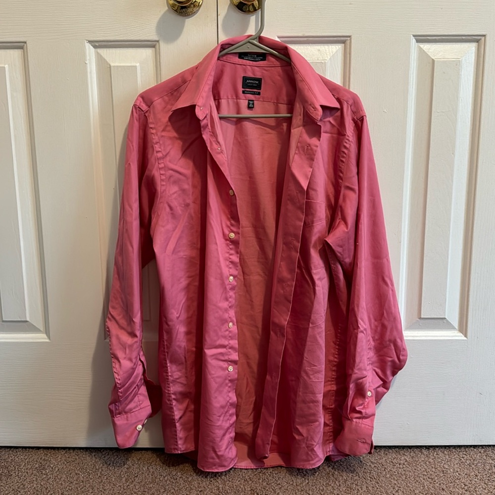 Pink Sateen Button Up